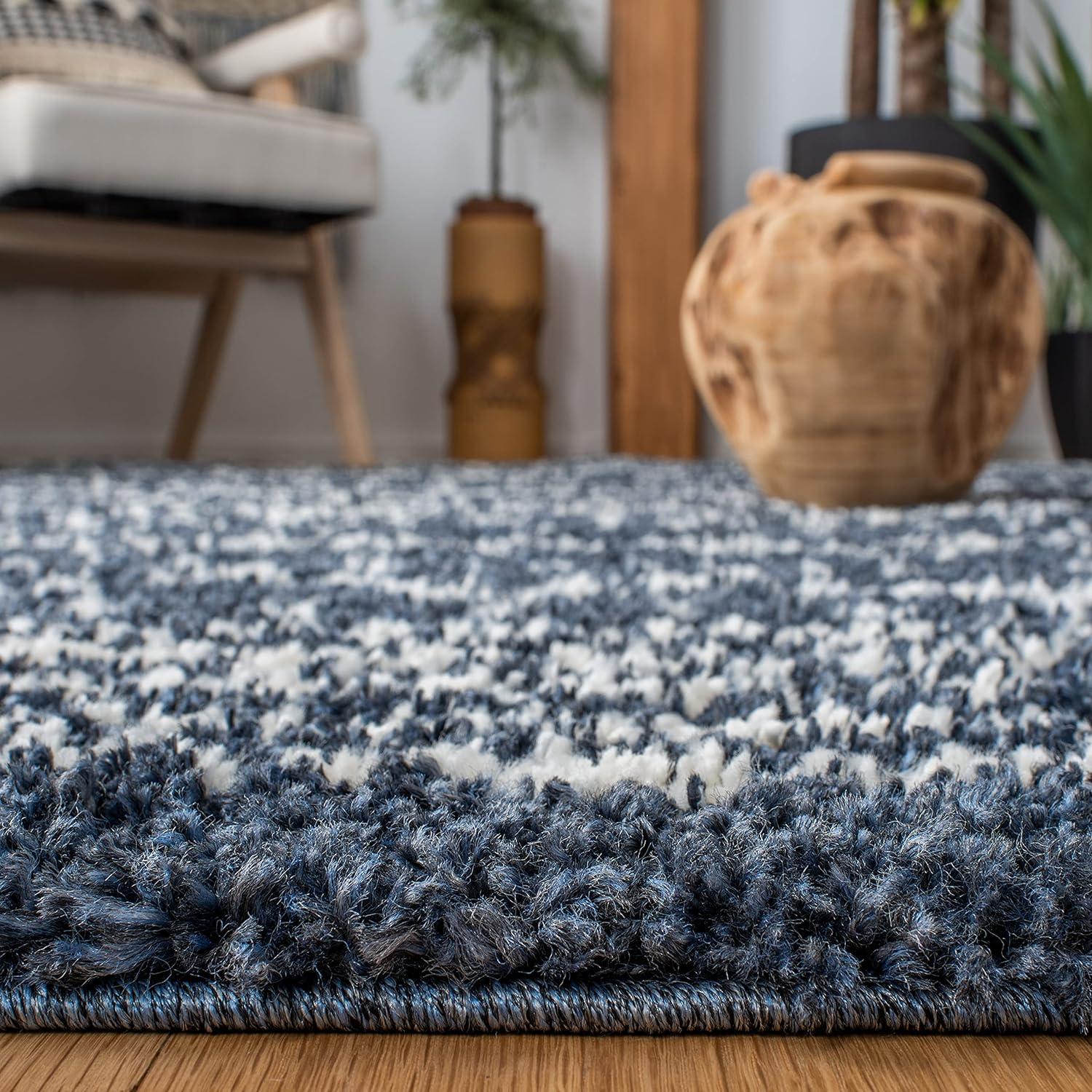 SAFAVIEH Arizona Teagan Geometric Shag Area Rug, Slate Blue/Ivory, 5'1" x 7'6"
