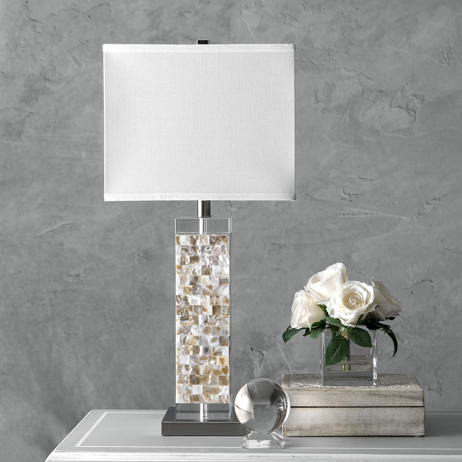 nuLOOM Houston Nickel Mosaic 29" Table Lamp Lighting - Satin Nickel & White 29" H x 13" W x 13" D