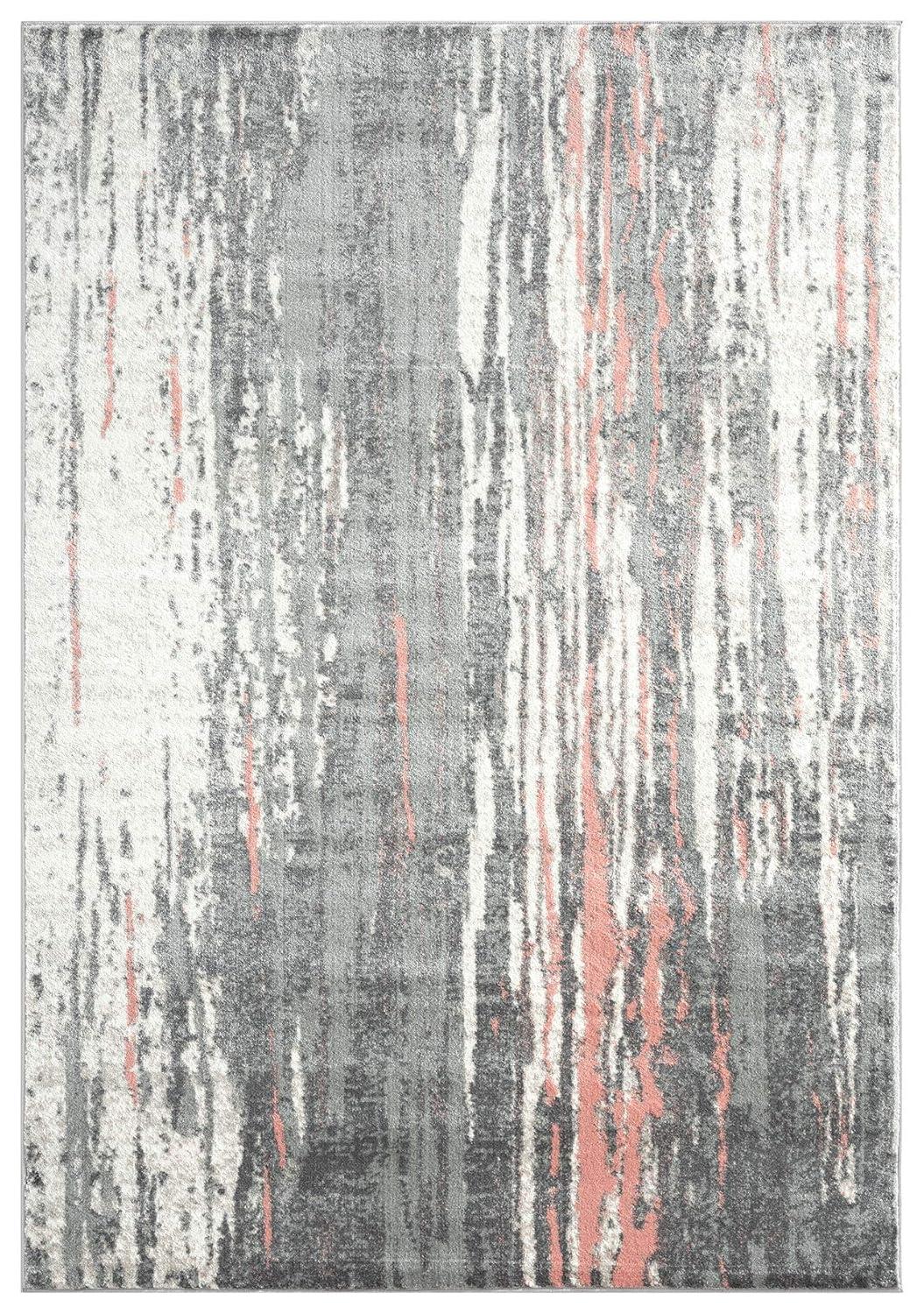 Abani Laguna Grey Pink Drip Lines 4' x 6' 4' x 6'