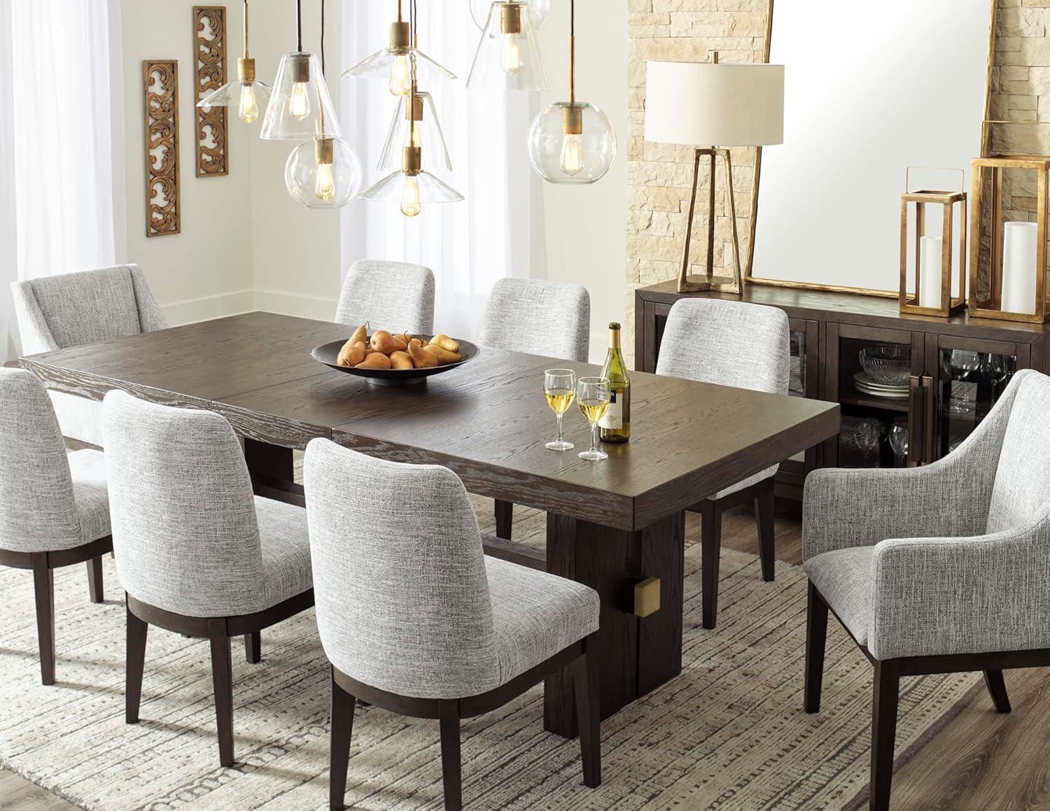 Signature Design by Ashley Burkhaus Traditional Upholstered Dining Chair, Set of 2, Dark Brown