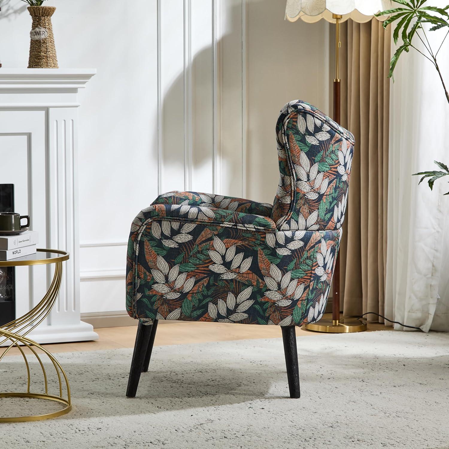 Christopher Knight Home Faschia Mid Century Modern Accent Chair, Fabric Living Room Lounge Chair, Home Office Upholstered Single Sofa, Comfy Reading Chair for Bed Room, Multicolor Floral Print