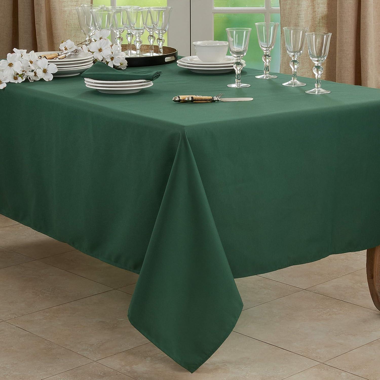 Saro Lifestyle Solid Color Everyday Tablecloth, Jasper Green, 65" x 160"