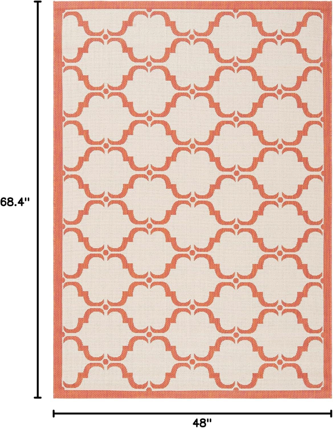 Beige and Terracotta Rectangular Synthetic Trellis Rug 4' x 5'7"