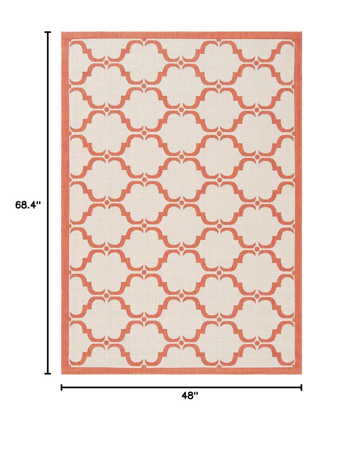 SAFAVIEH Courtyard Collection Accent Rug - 4' x 5'7", Beige & Terracotta, Trellis Design, Non-Shedding & Easy Care, Indoor/Outdoor & Washable-Ideal for Patio, Backyard, Mudroom (CY6009-231)