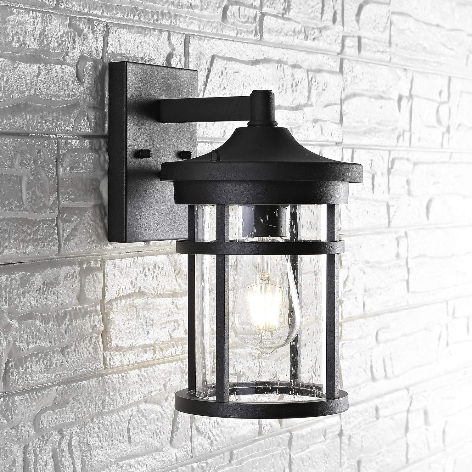 SAFAVIEH Senta LED Black Aluminium Outdoor Wall Sconce with Clear Glass Shade