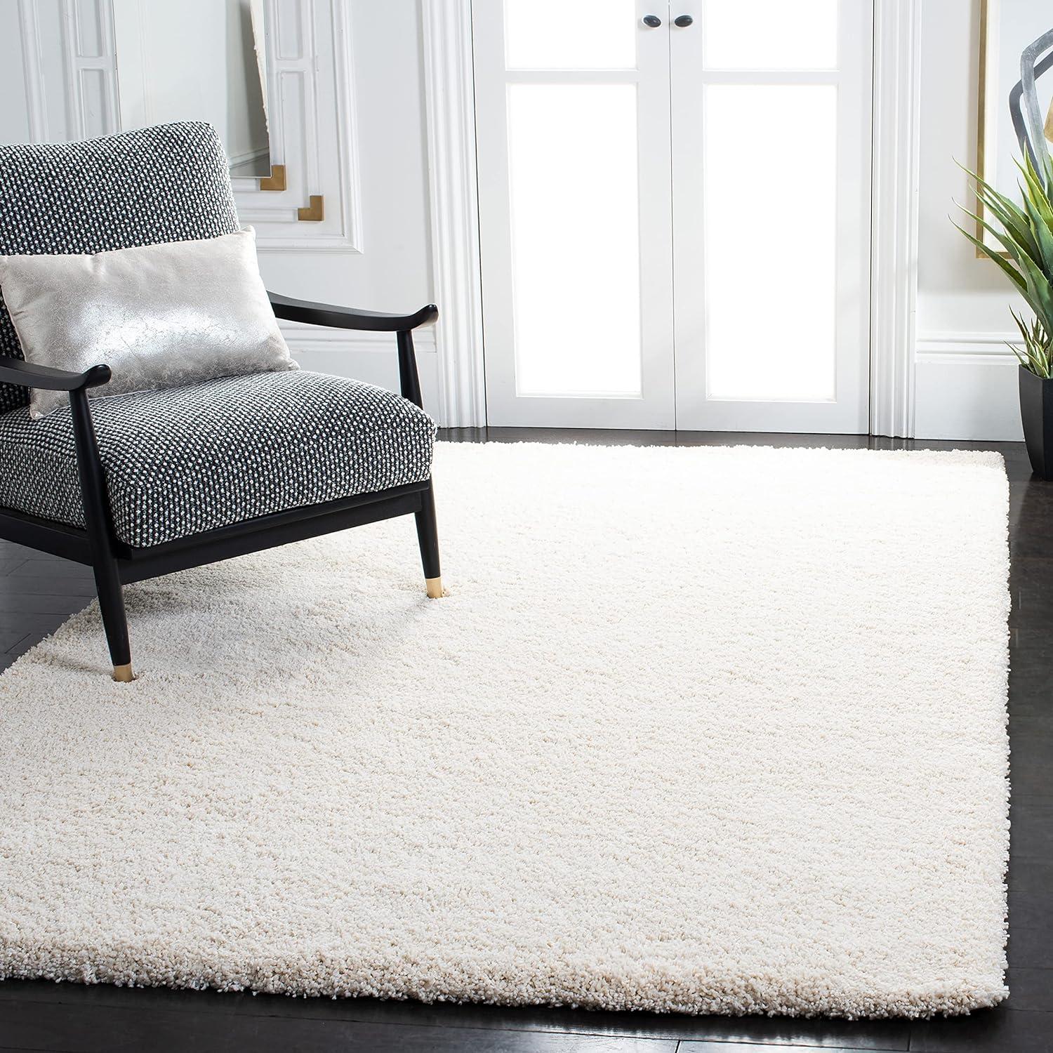 SAFAVIEH Milan Harlow Solid Plush Shag Area Rug, Ivory, 8'6" x 12'