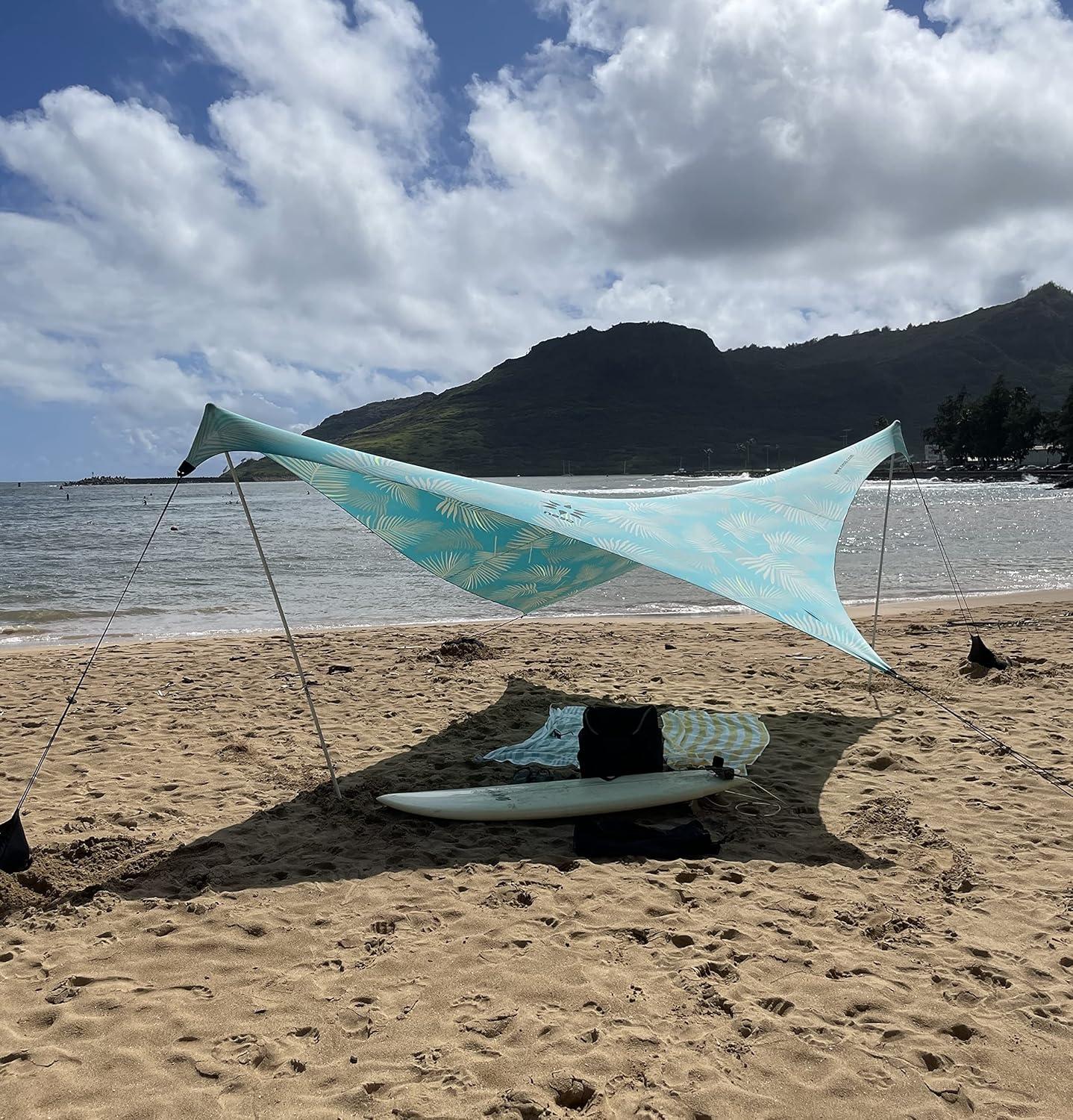 Large Blue Nylon Beach Tent with Aluminum Poles