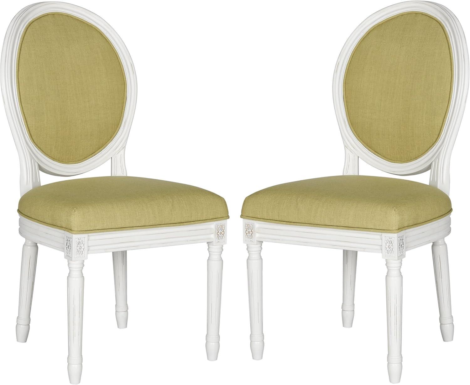 Holloway 19" H French Brasserie Oval Side Chair (Set of 2) - FOX6228 - Spring Green/Cream - Safavieh Couture