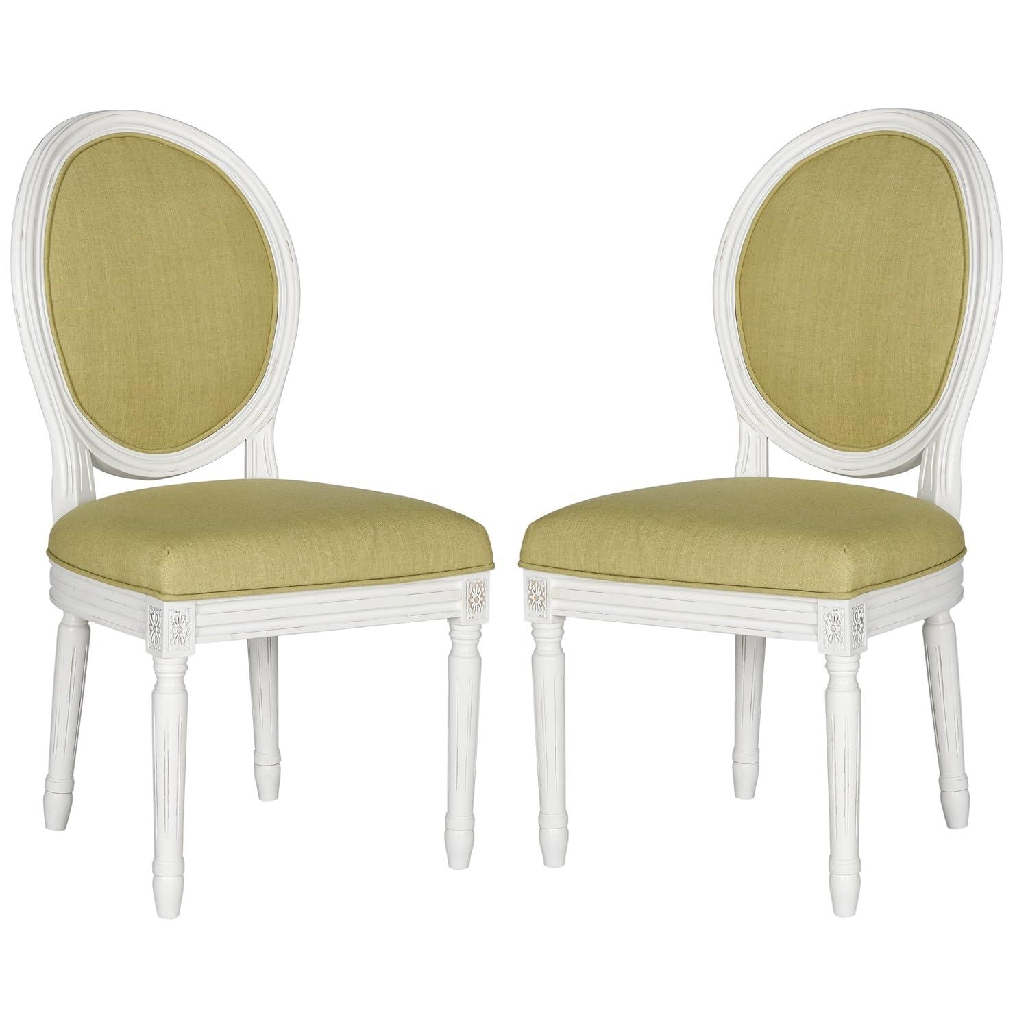 Holloway 19" H French Brasserie Oval Side Chair (Set of 2) - FOX6228 - Spring Green/Cream - Safavieh Couture