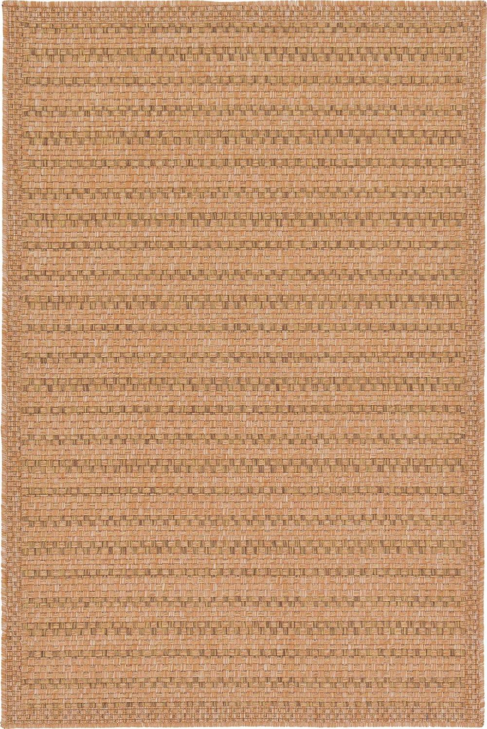 Unique Loom Outdoor Border Collection Area Rug - Checkered (3' 3" x 5' 1" Rectangle Light Brown)