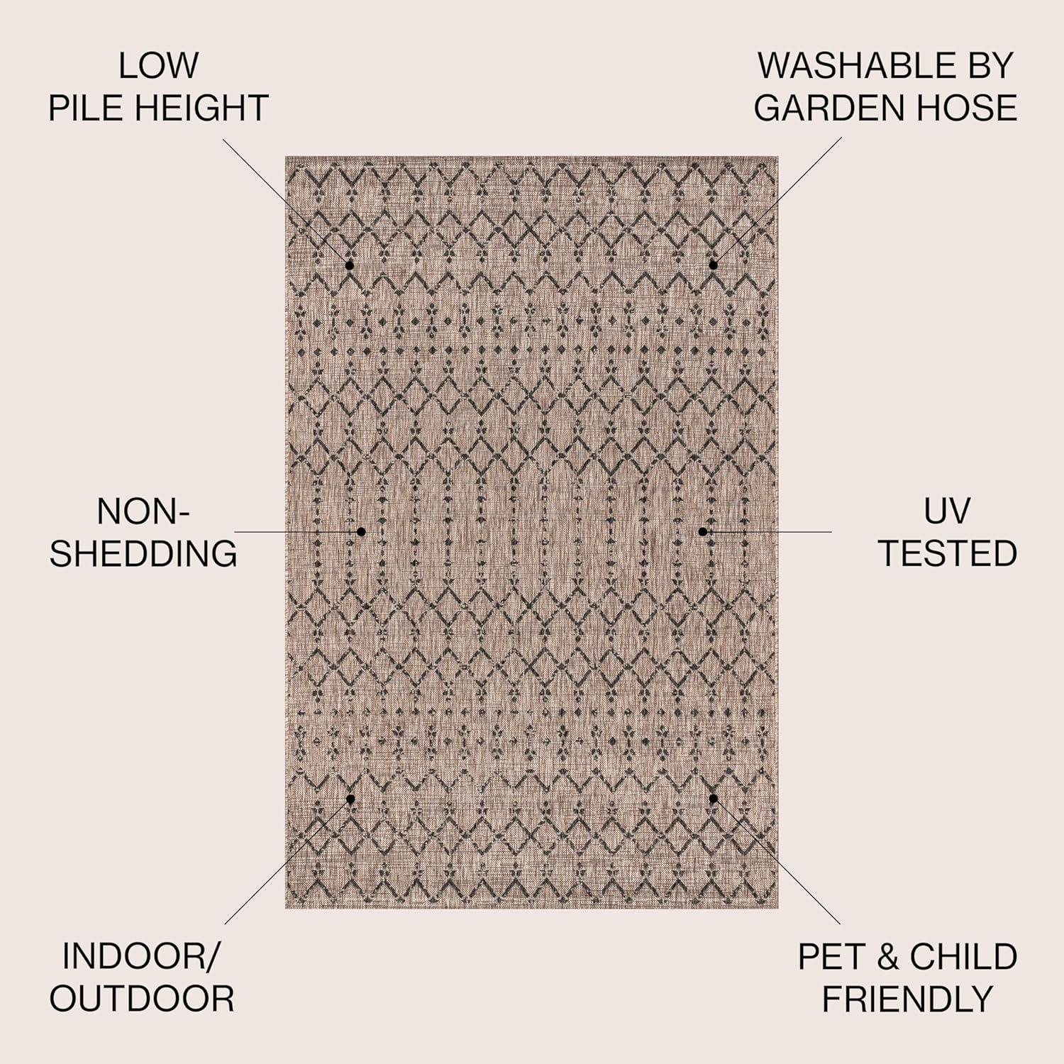 Ourika Moroccan Geometric Textured Weave Indoor/Outdoor Area Rug - JONATHAN Y