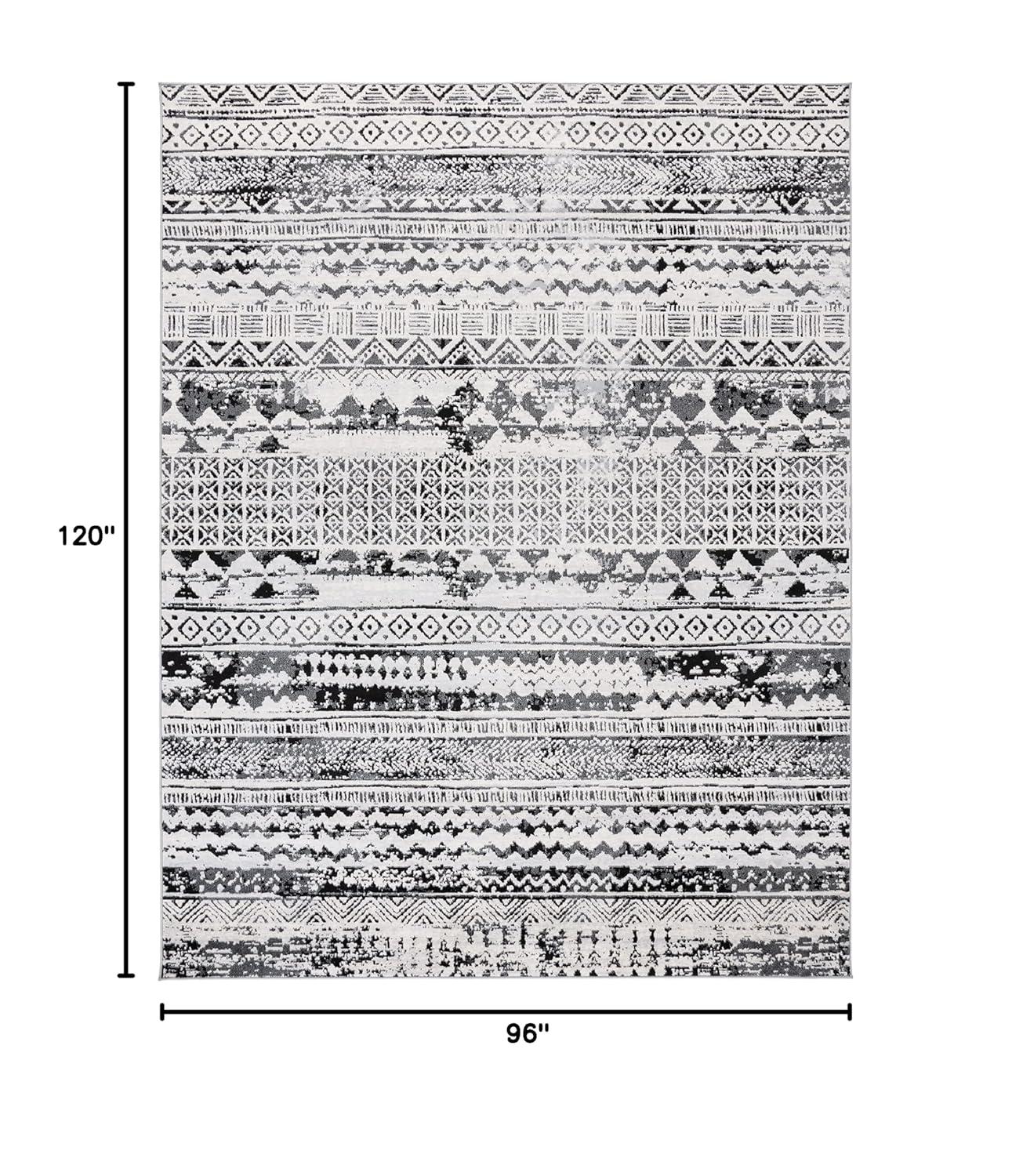 Brentwood BNT835 Power Loomed Area Rug - Black/Ivory - 8'x10' - Safavieh.