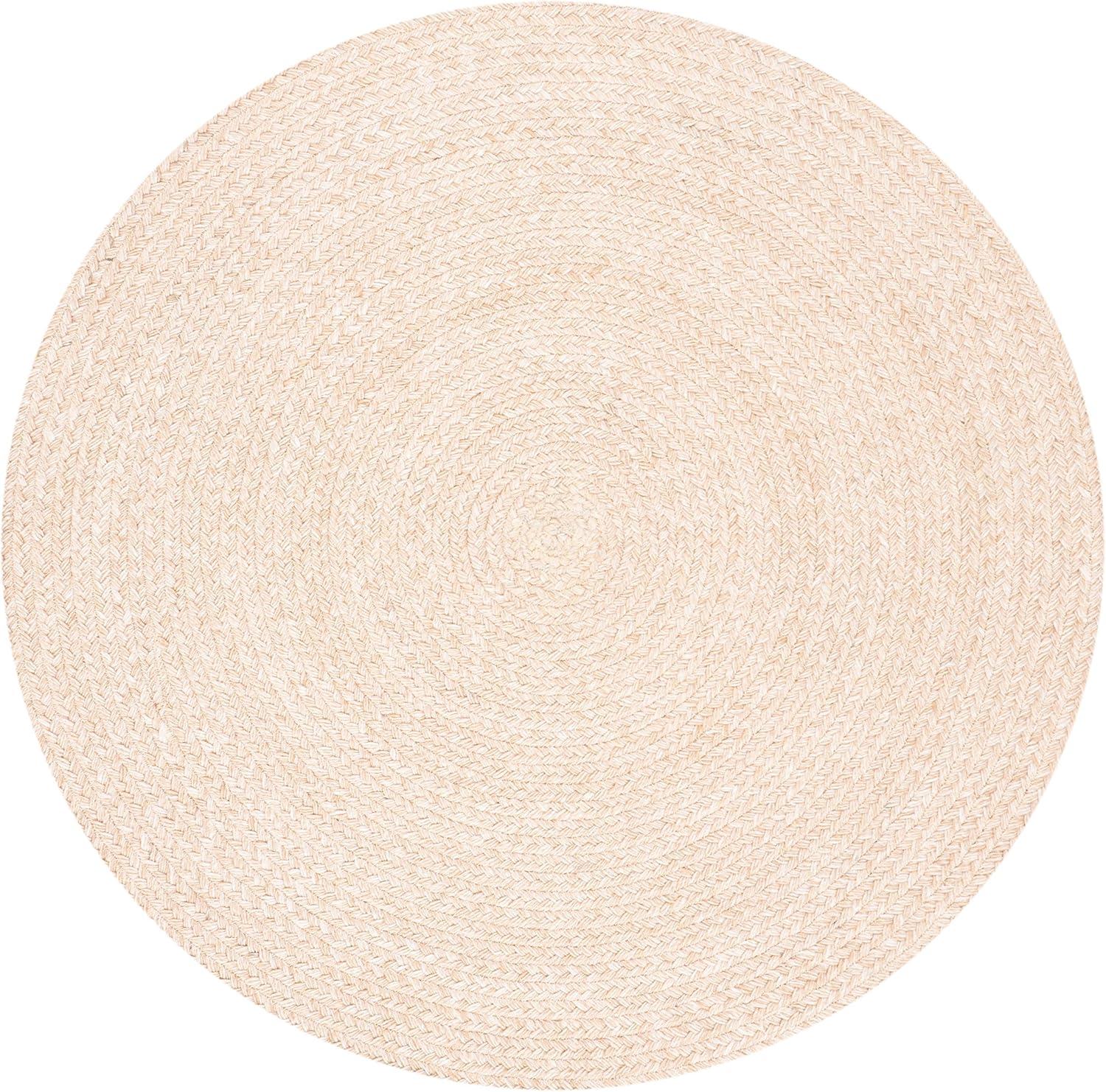 SAFAVIEH Braided Caleb Solid Polyester Reversible Area Rug, Beige, 3' x 3' Round