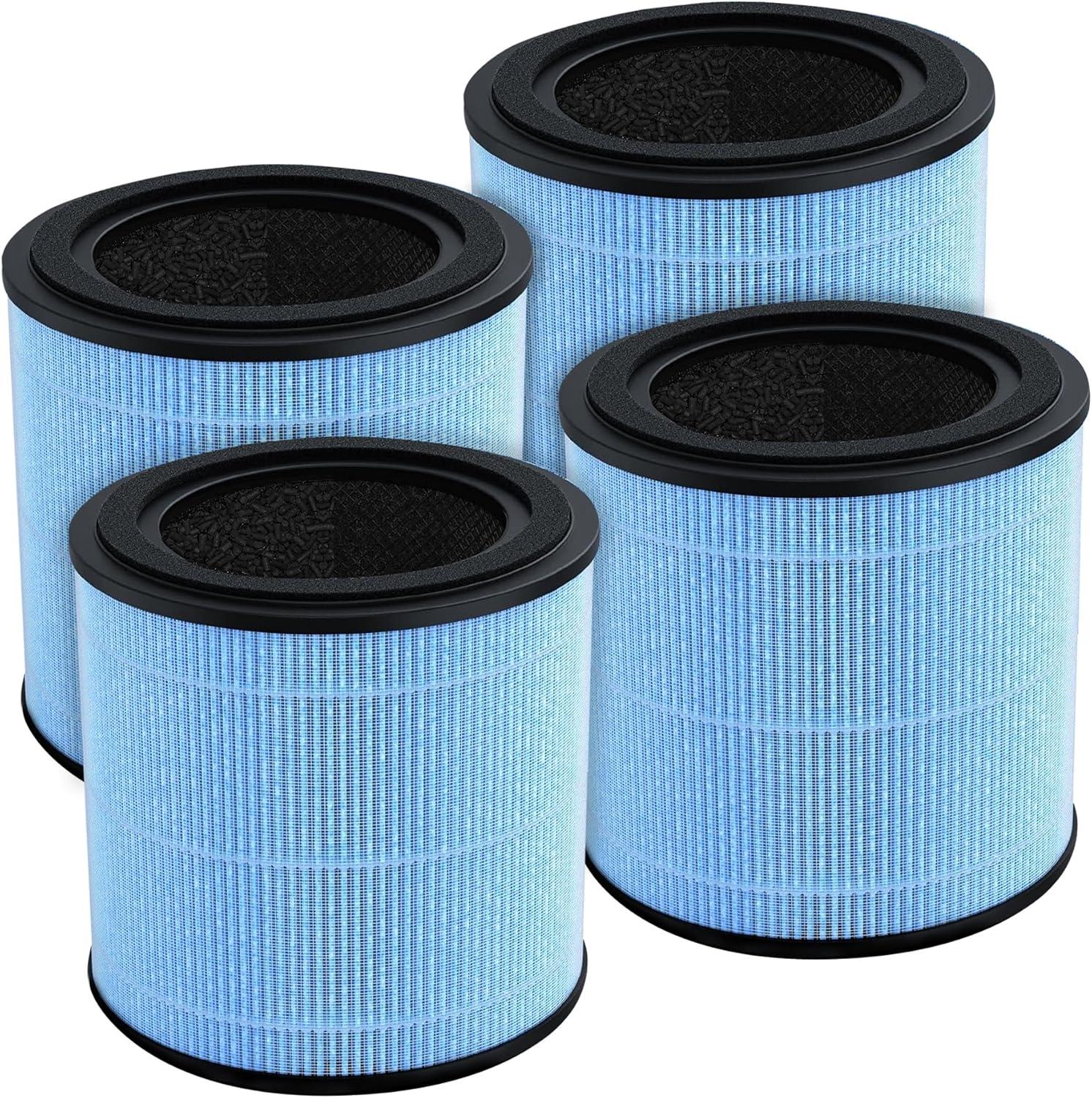 High-Efficiency Blue Air Purifier Replacement Filters, 4-Pack