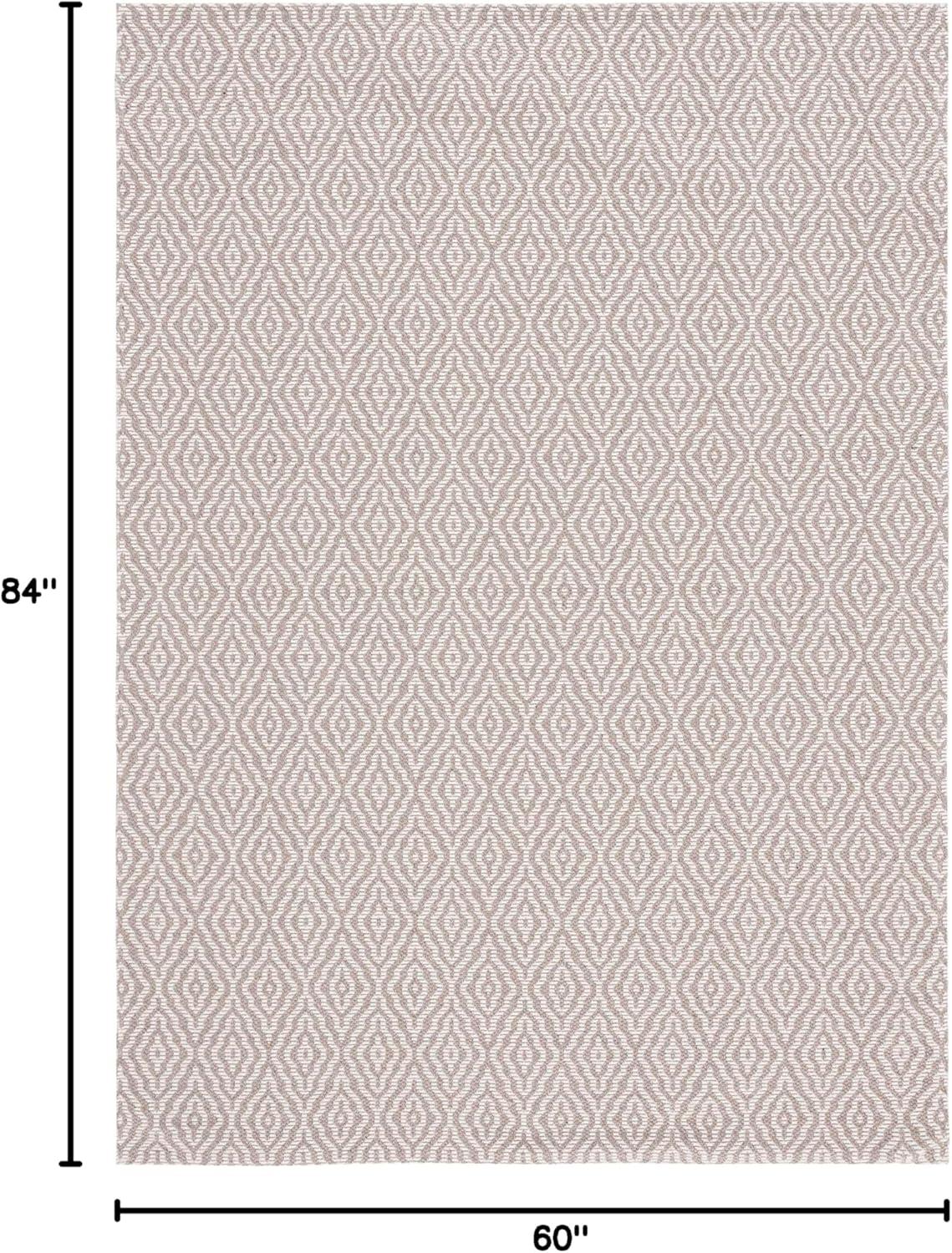 Handmade Taupe and Cream Wool 5' x 7' Reversible Area Rug