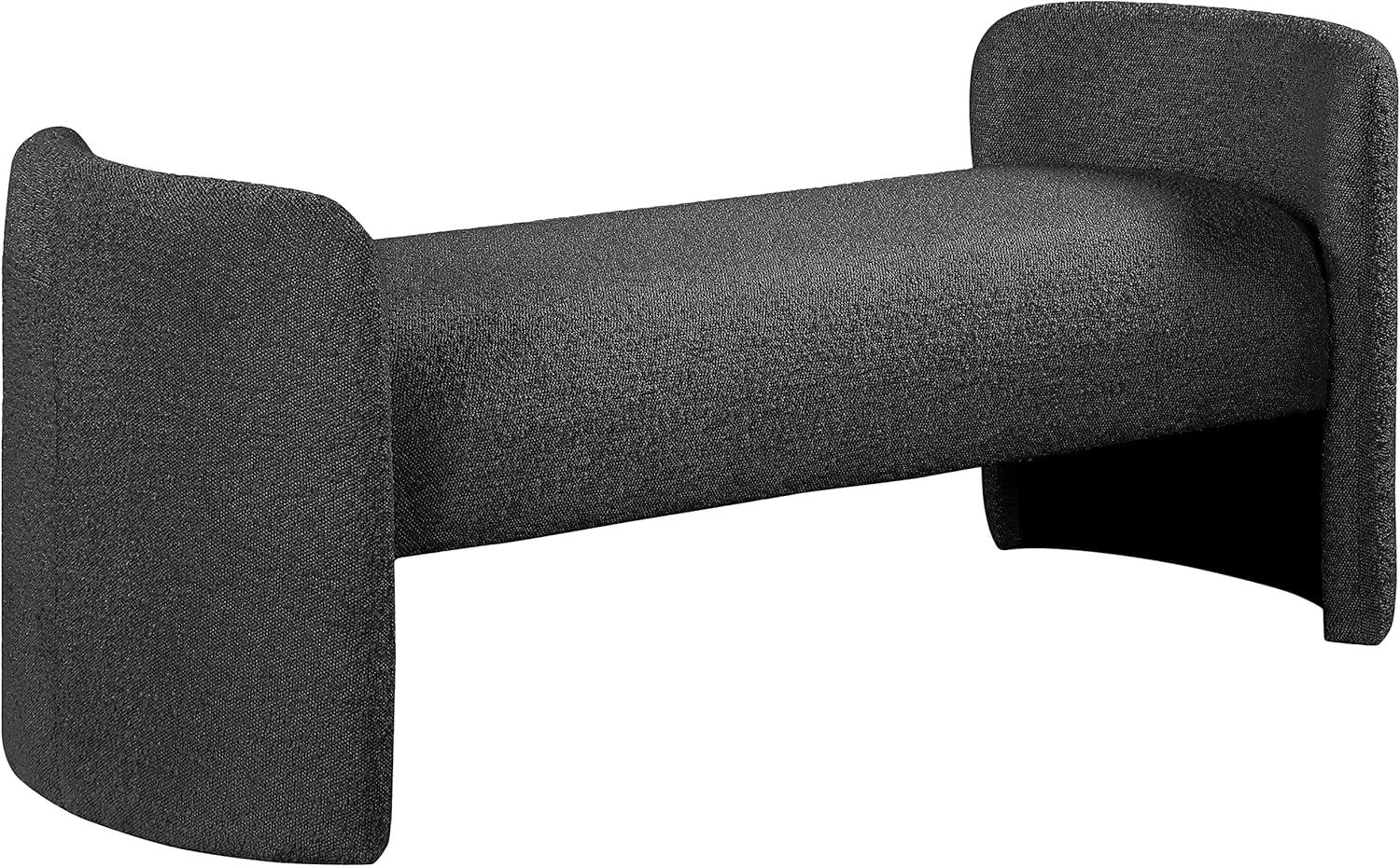 Meridian Furniture Peyton Black Boucle Fabric Bench