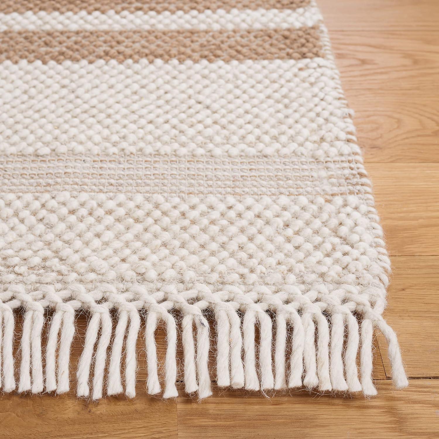 Natura NAT225 Flat Weave Indoor Area Rug - Ivory/Light Brown - 5'x8' - Safavieh