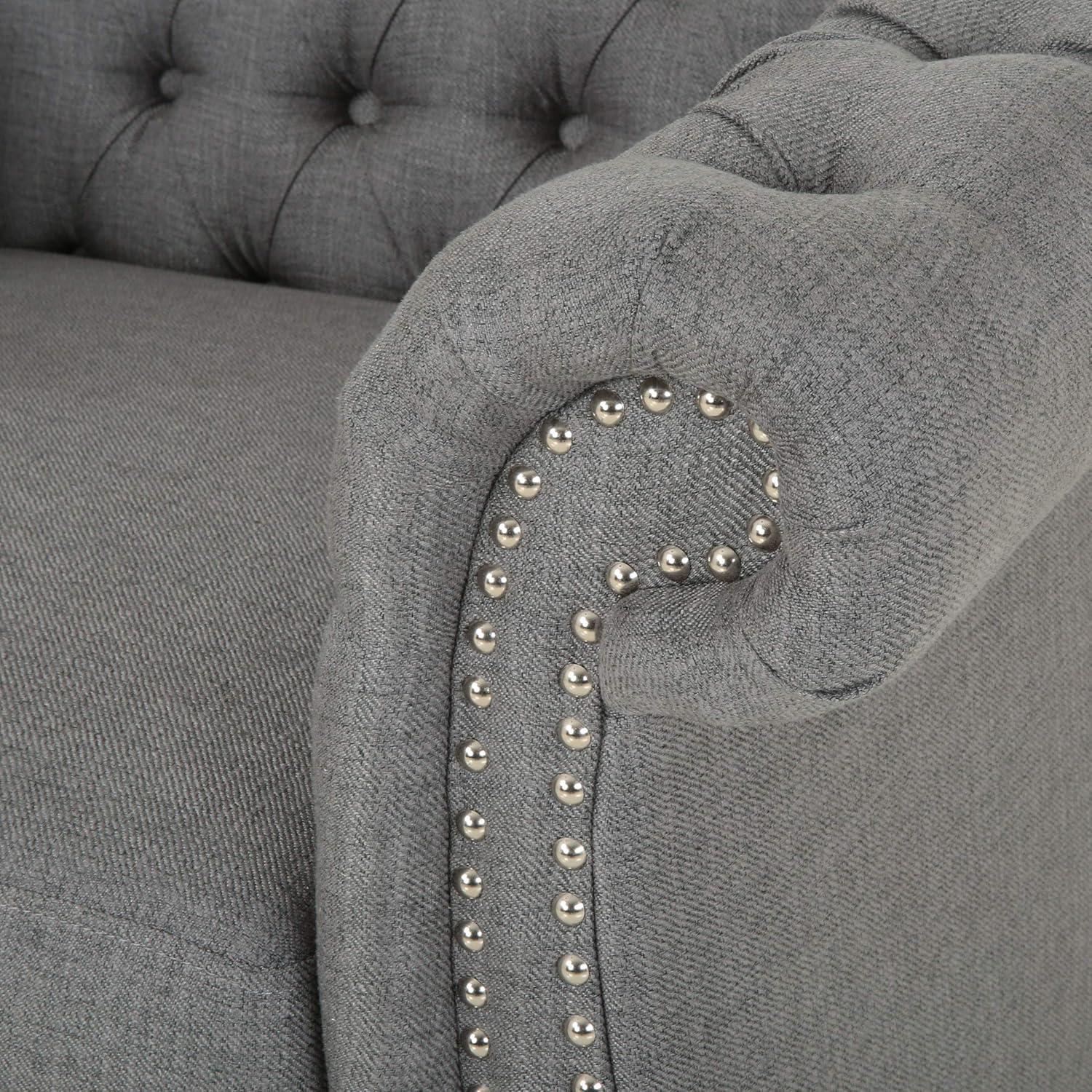 Westminster Chesterfield Club Chair Dark Gray - Christopher Knight Home: Elegant Upholstered Reading Seat