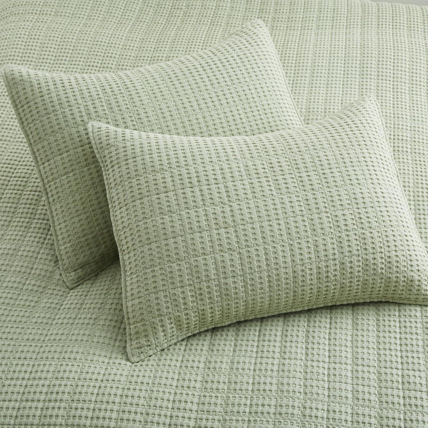 Mills Waffle Desert Sage Twin Quilt Set - Levtex Home