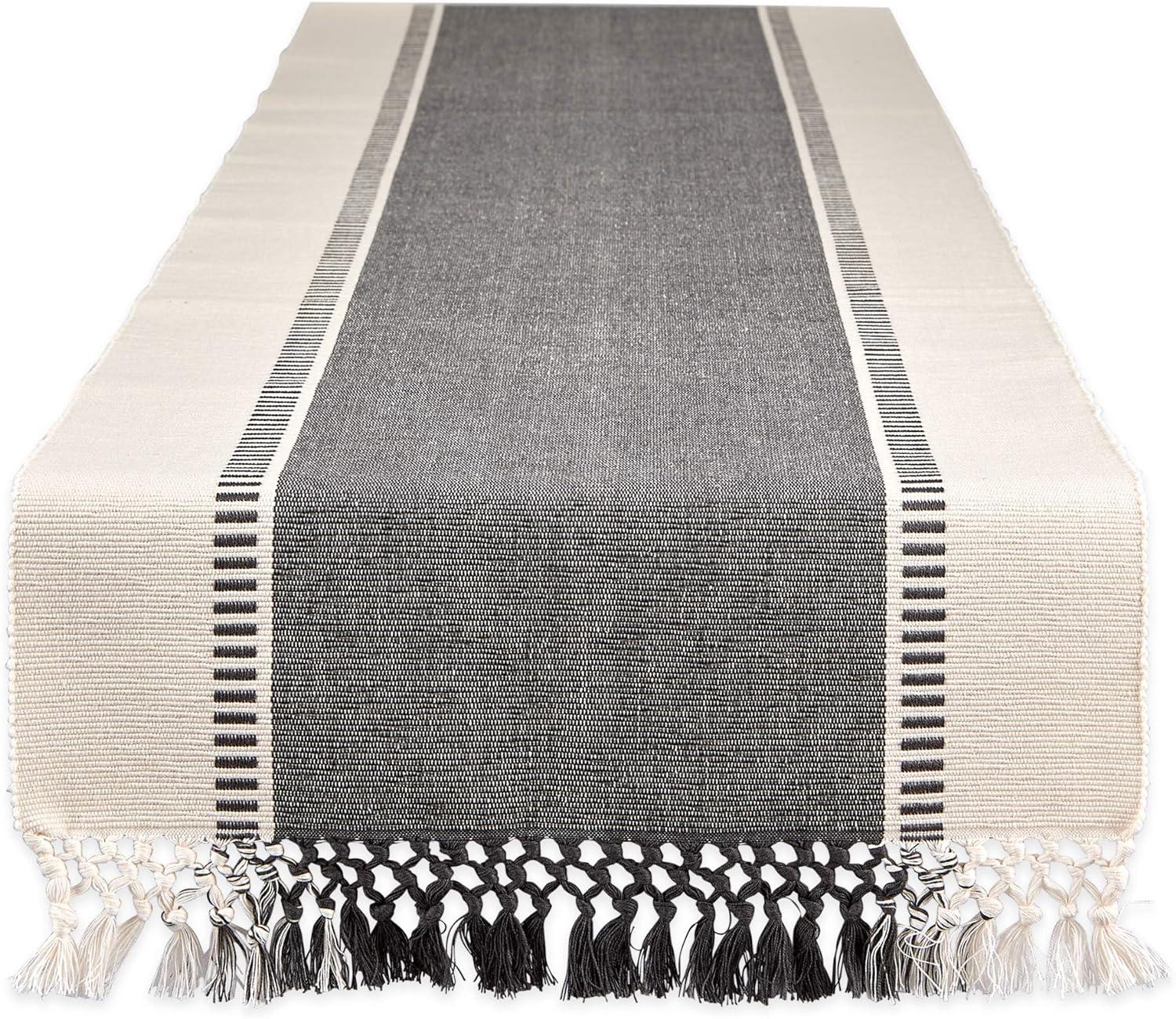 DII 13x72" Modern Cotton Mineral Dobby Stripe Table Runner in Gray