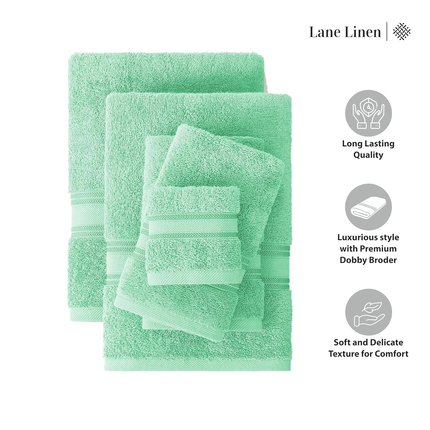 LANE LINEN Luxury Bath Towels Set - 12 Piece Set, 100% CottonBathroom Towels, Zero Twist, Shower Towels, Extra Absorbent Bath Towel, Super Soft, 4 Bath Towels, 4 Hand Towels, 4 Wash Cloths - Aqua Sky