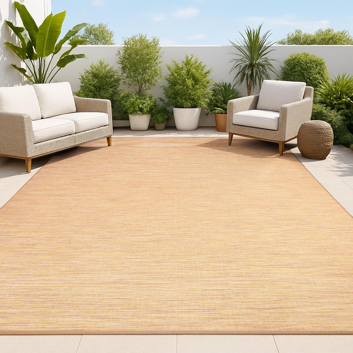 4'x6' Ethan Modern Flatweave Solid  Area Rug, Orange - JONATHAN Y