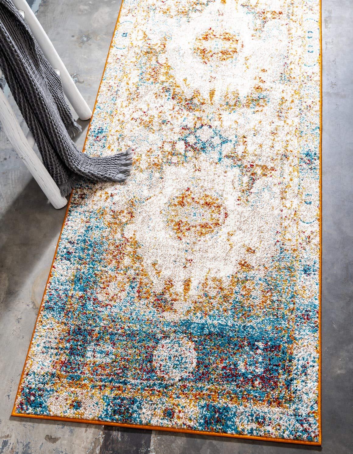 Unique Loom Rosso Collection Area Rug - Bellini (2'  x 6' 1" Runner Beige/Blue)