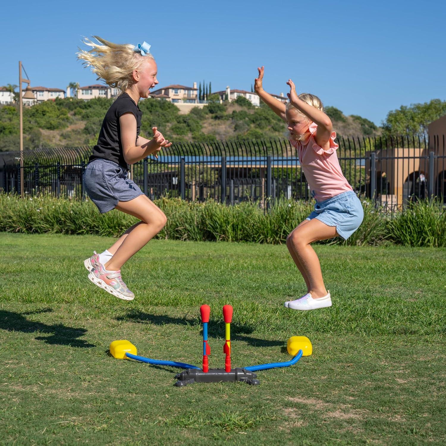 Stomp Rocket Dueling Launcher Set with 8 Red and Blue Foam Rockets