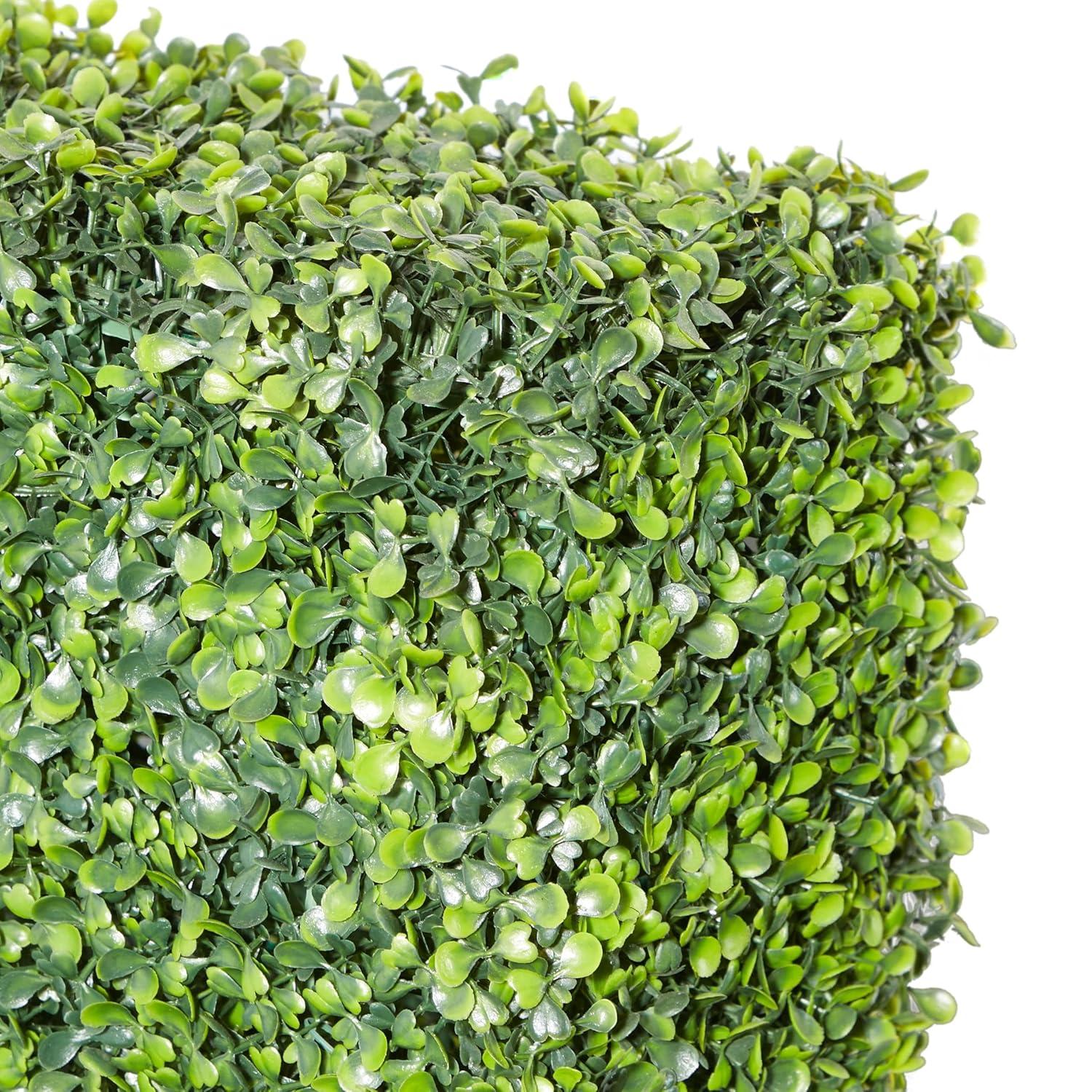 DecMode Green Plastic Contemporary Artificial Boxwood Hedge Topiary with Black Planter Box 22" x 9" x 59"