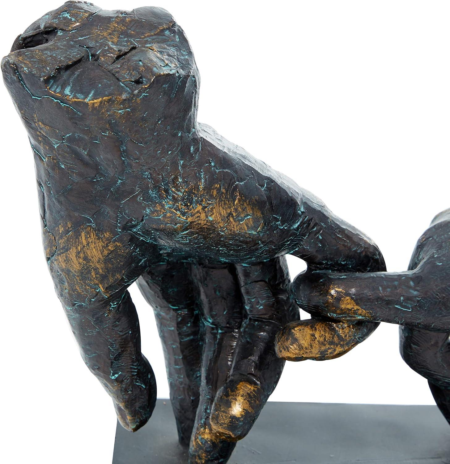 Deco 79 Polystone Hands Decorative Sculpture Raised Home Decor Statue with Butterfly Accents, Accent Figurine 13" x 5" x 14", Dark Brown