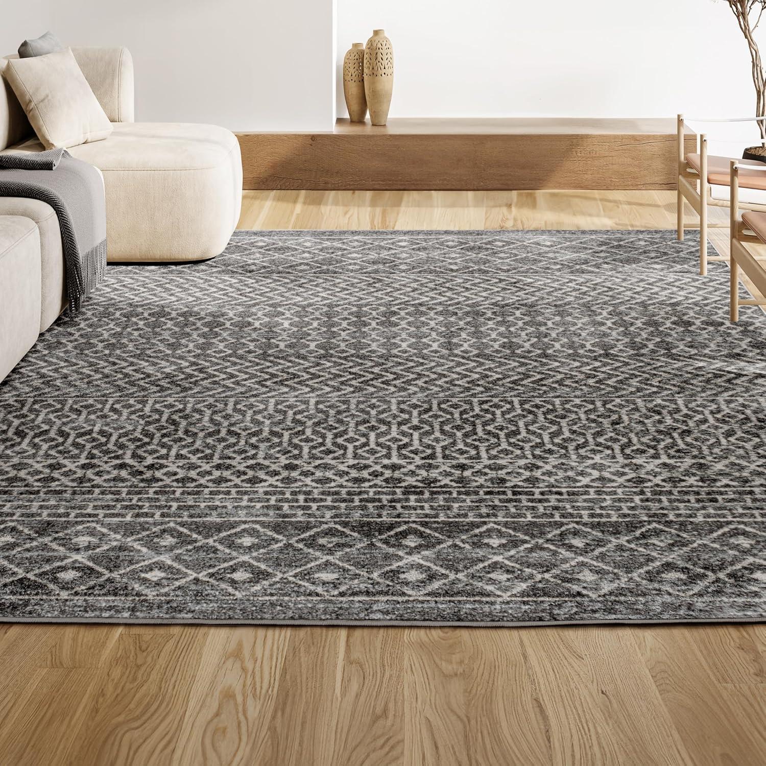 3' x 5' Arta Moroccan Modern Geometric Rug Area Rug, Gray/Cream - JONATHAN Y