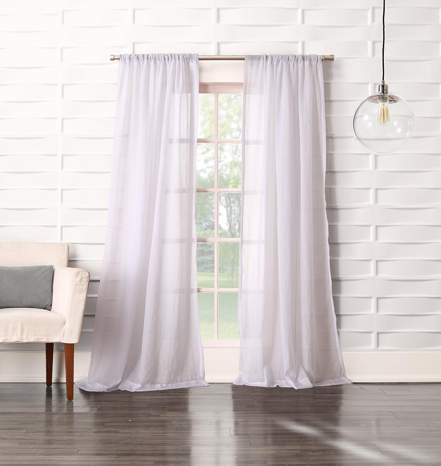 No. 918 Sheer Avril Crushed Texture Rod Pocket Curtain Panel