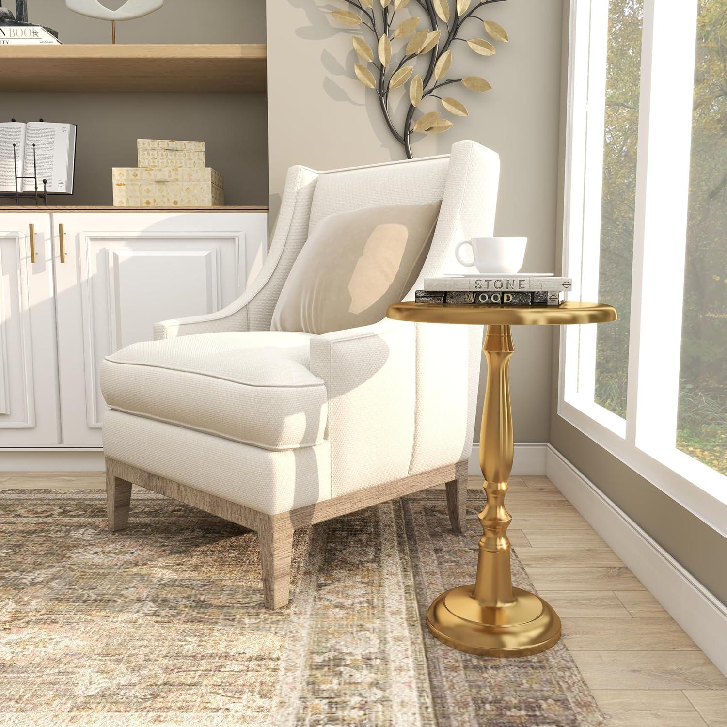 Fennimore Gold Aluminum Small Accent Table 22" x 15" x 15"