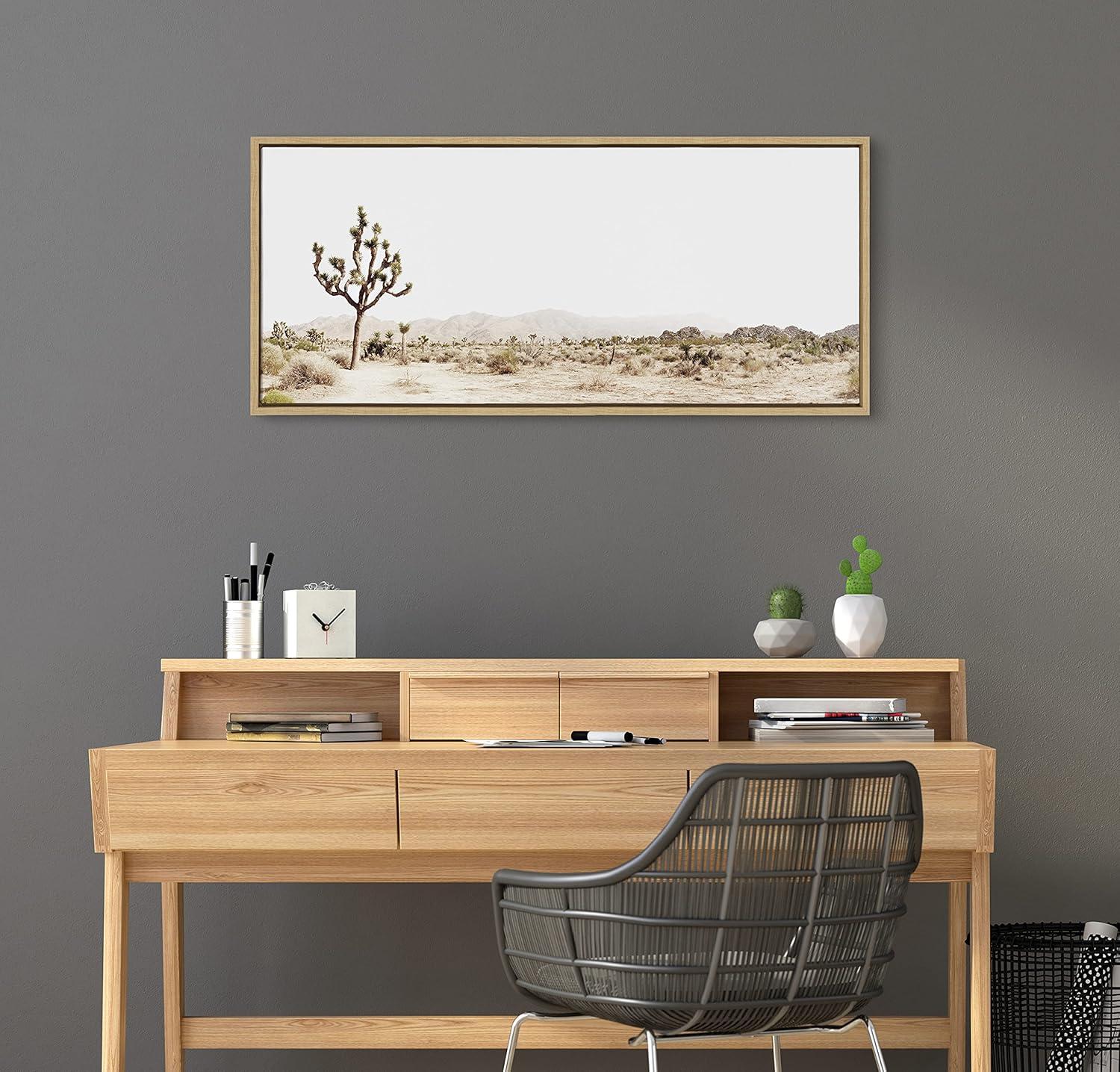 18" x 40" Sylvie Lone Joshua Tree by Amy Peterson Art Studio Framed Wall Canvas Natural: Modern Decor