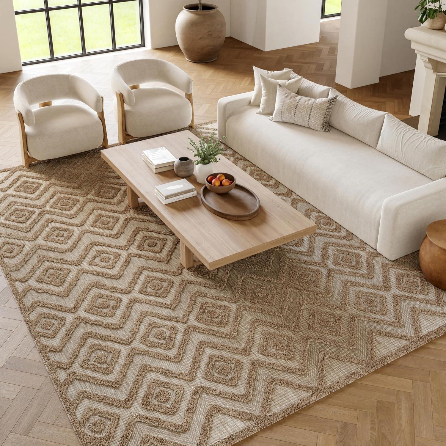 Nourison Versatile 9' x 12' Natural Beige Modern Indoor/Outdoor Rug
