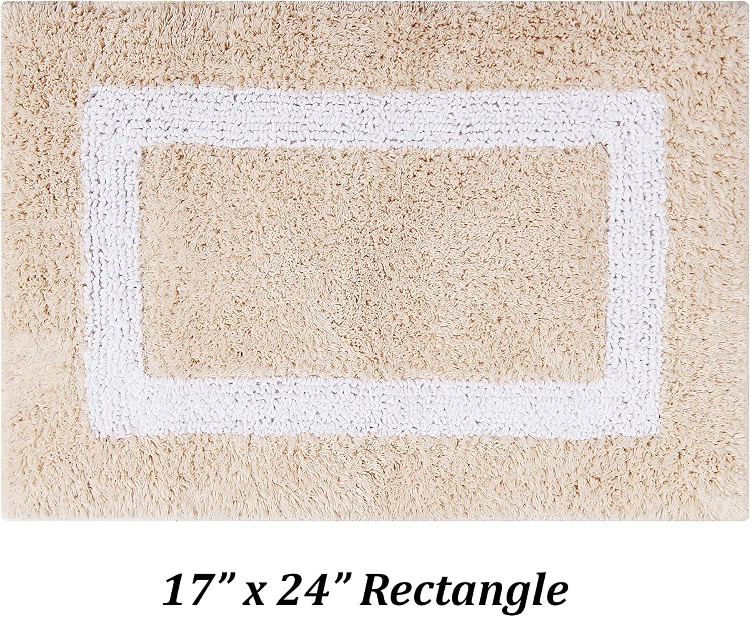 Better Trends Hotel Multi 100% Cotton Tufted Two Tone Reversible Bath Rug Set 2 PC (17" x 24" | 20" x 20") - Sand/White