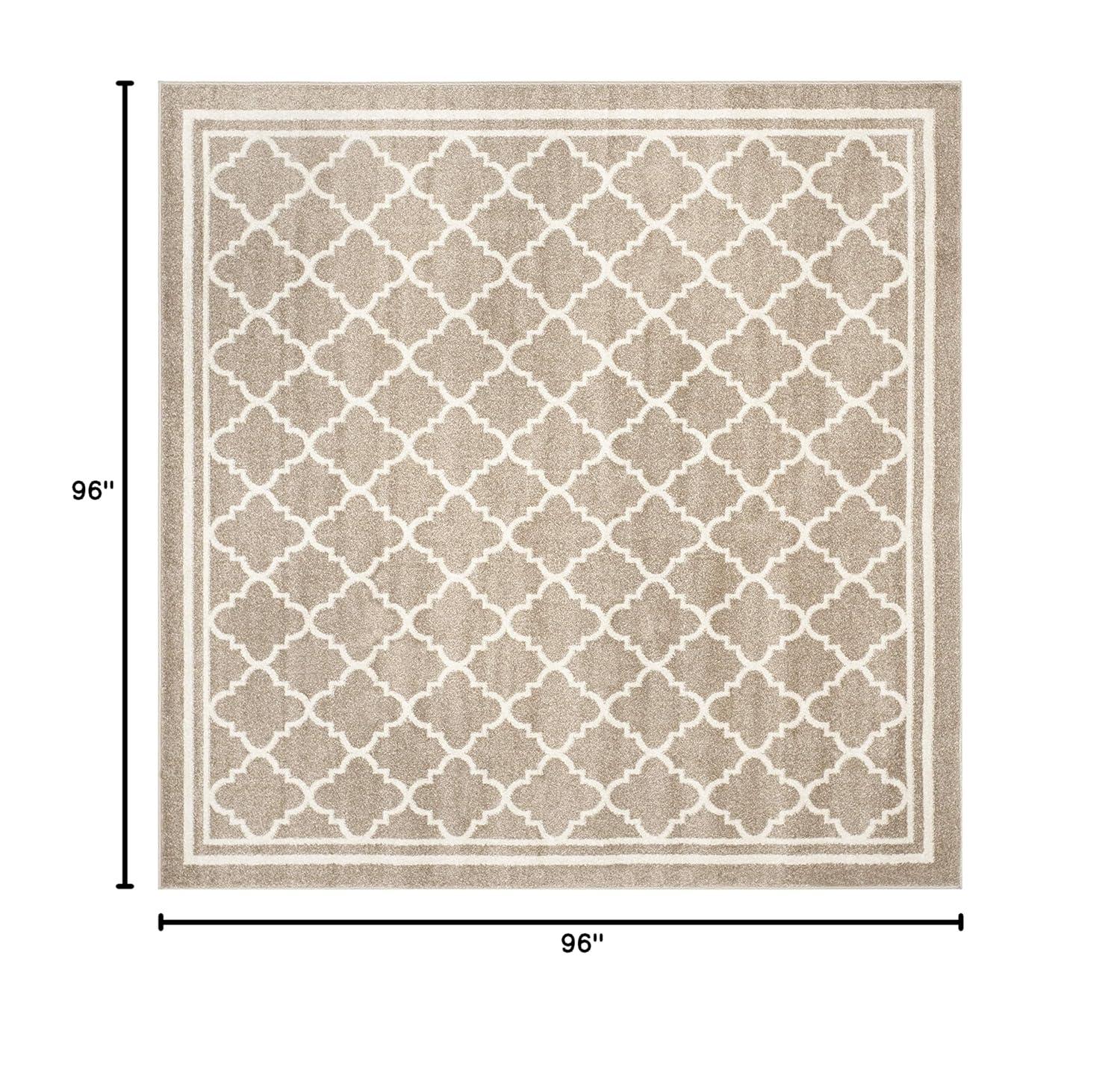 Amherst AMT422 Power Loomed Indoor Area Rug - Wheat/Beige - 8'x8' - Safavieh