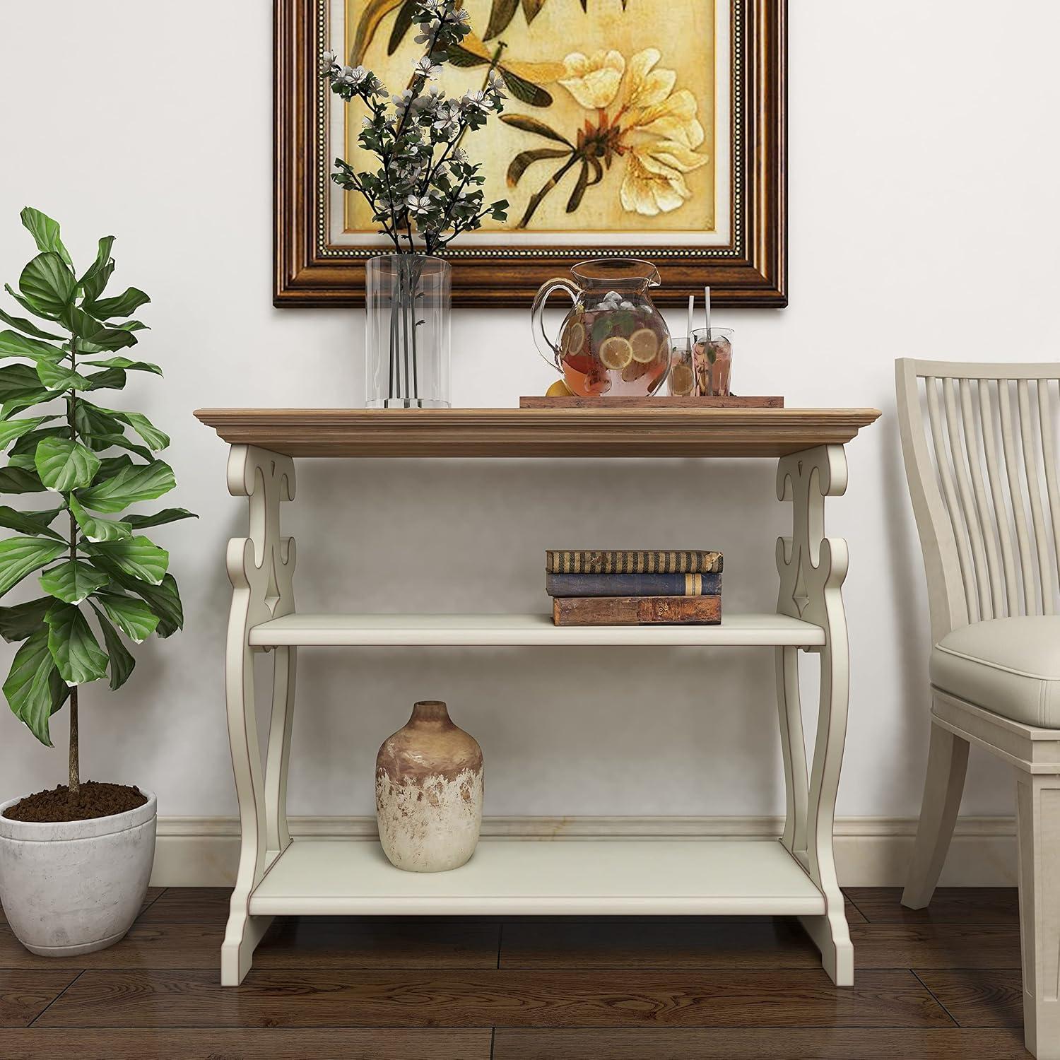 Farmhouse Wood Console Table Off White - Olivia & May: 2-Shelf Design, Tall Profile