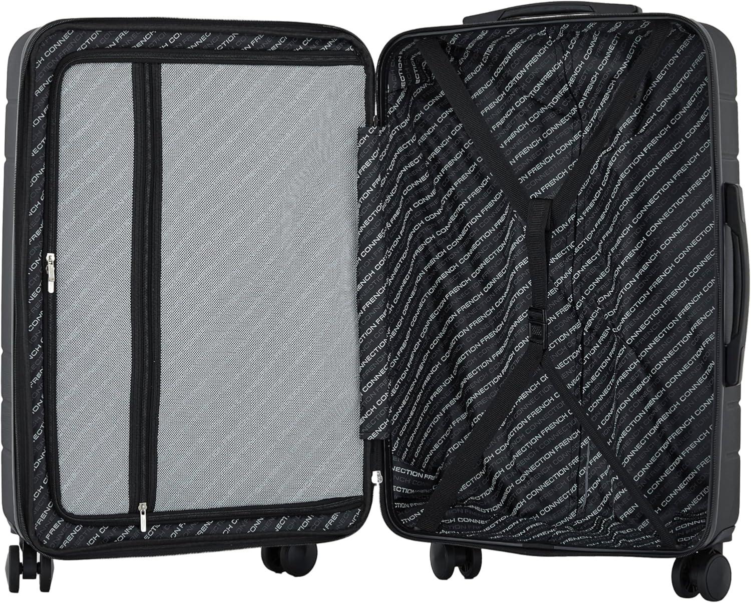 French Connection 22in Expandable Rolling Carry-on with Cup Holder, Black