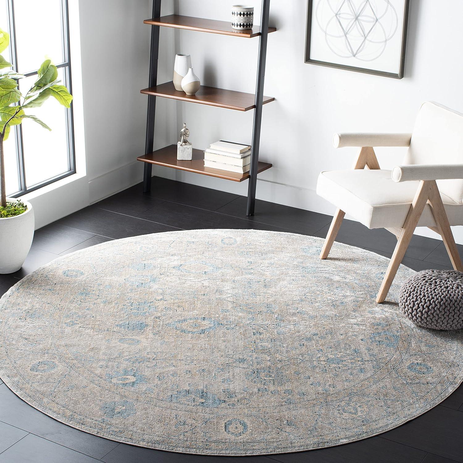 Dream DRM408 Power Loomed Indoor Area Rug - Grey/Blue - 6'7" Round - Safavieh