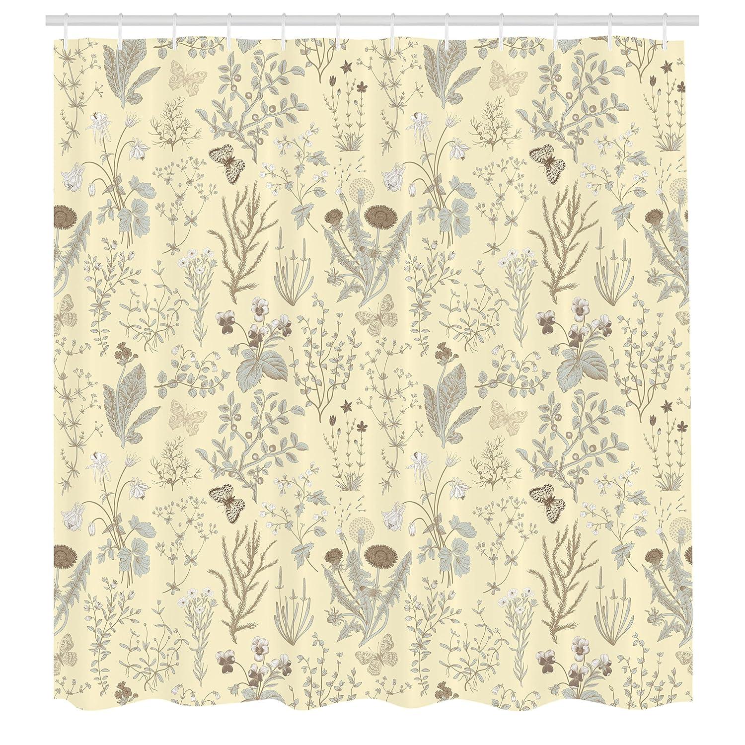Ambesonne Floral Shower Curtain with Hooks Included