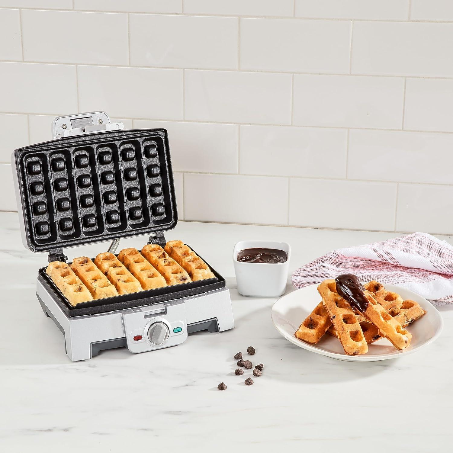 Cuisinart Non-Stick Waffle Stick Maker Stainless Steel Finish WAF-ST6: Adjustable Browning, 6 Cavities, 800W, Recipes Included