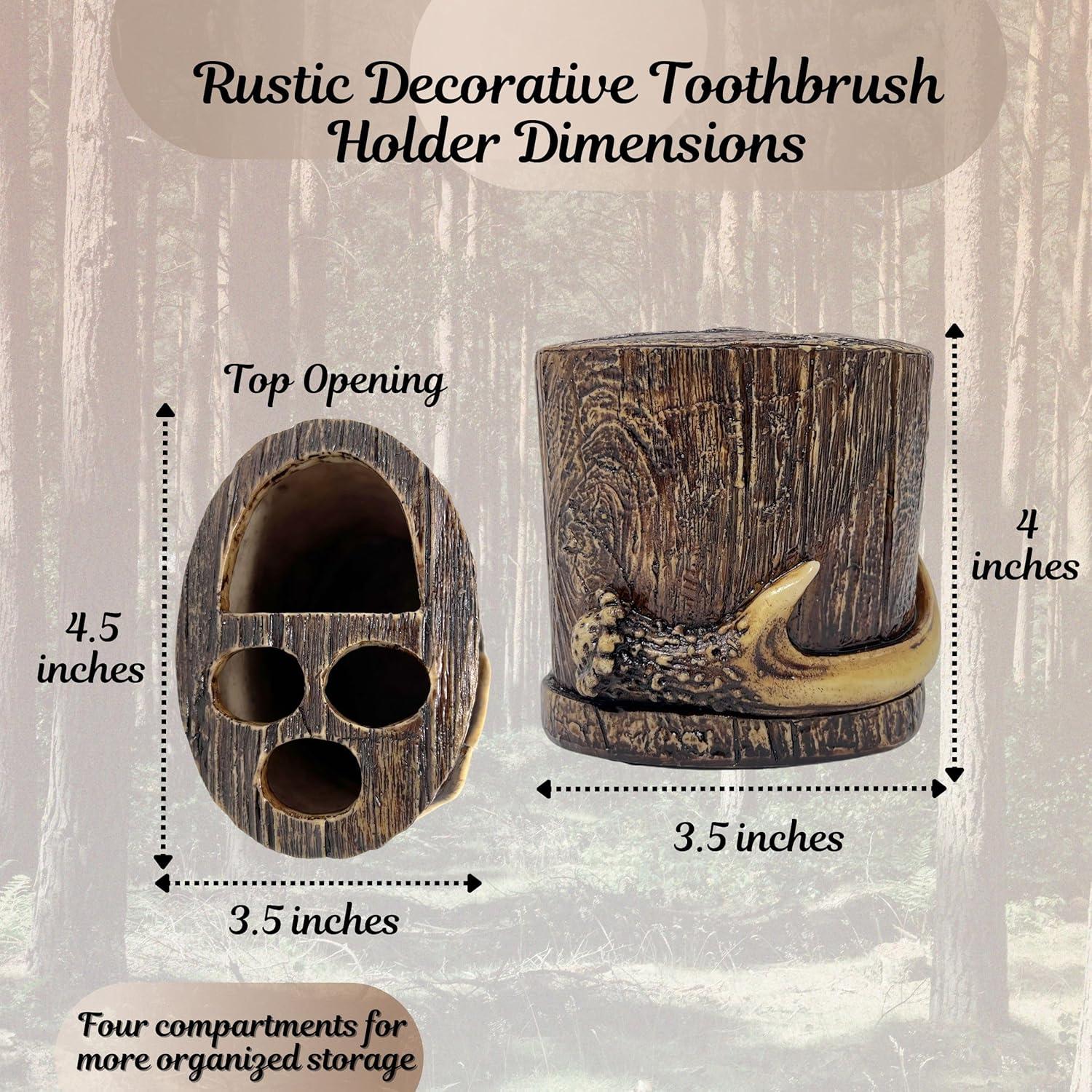 Paseo Road by HiEnd Accents Brown Resin Antler Rustic Cabin Lodge Toothbrush Holder