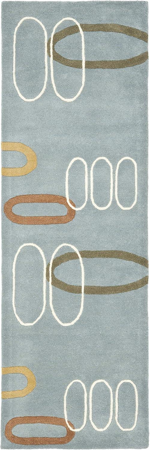 SAFAVIEH Soho Christy Abstract Wool Runner Rug, Blue/Multi, 2'6" x 8'