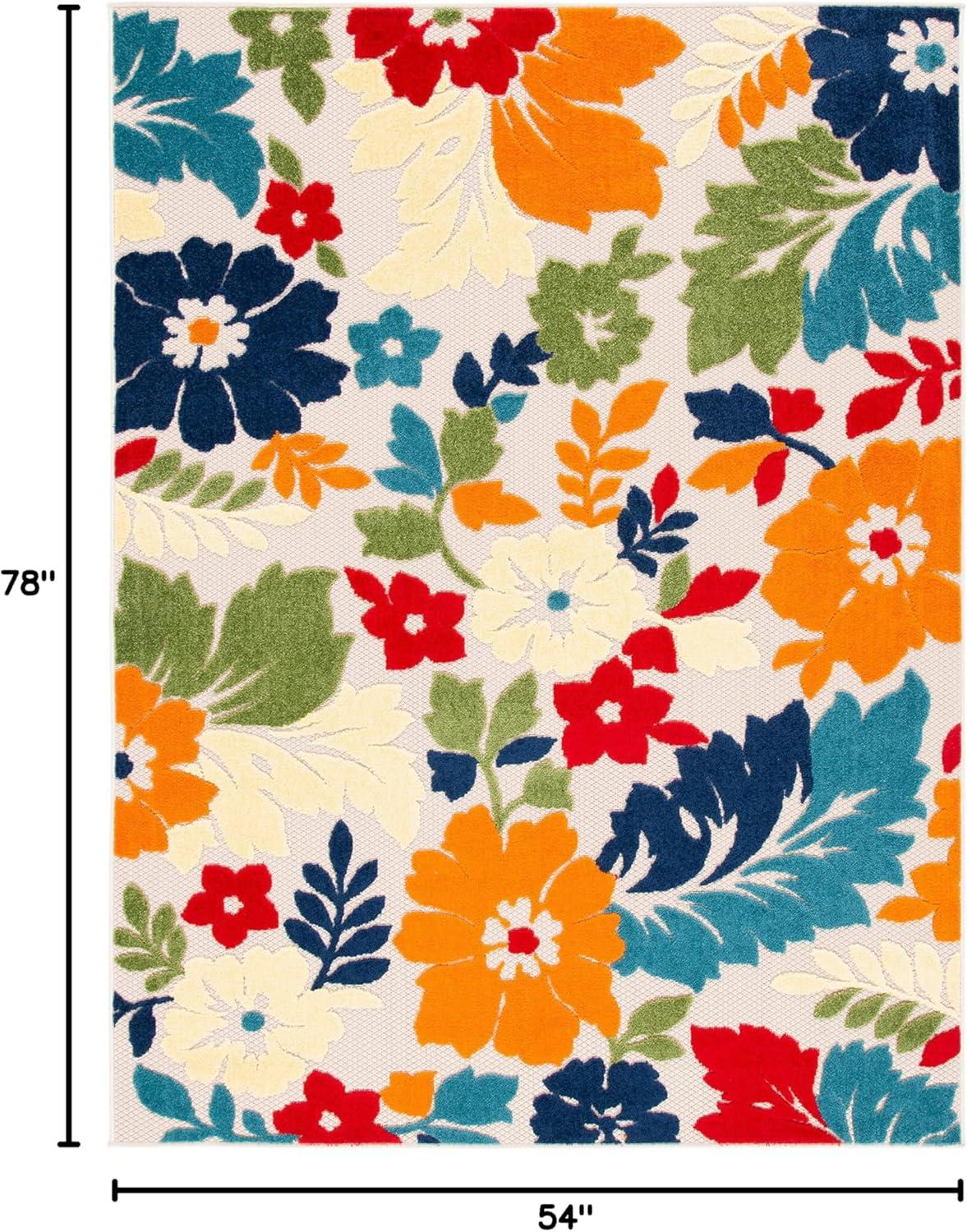 Cabana CBN308 Loomed Indoor Area Rug - Ivory/Orange - 4'5"x6'5" - Safavieh