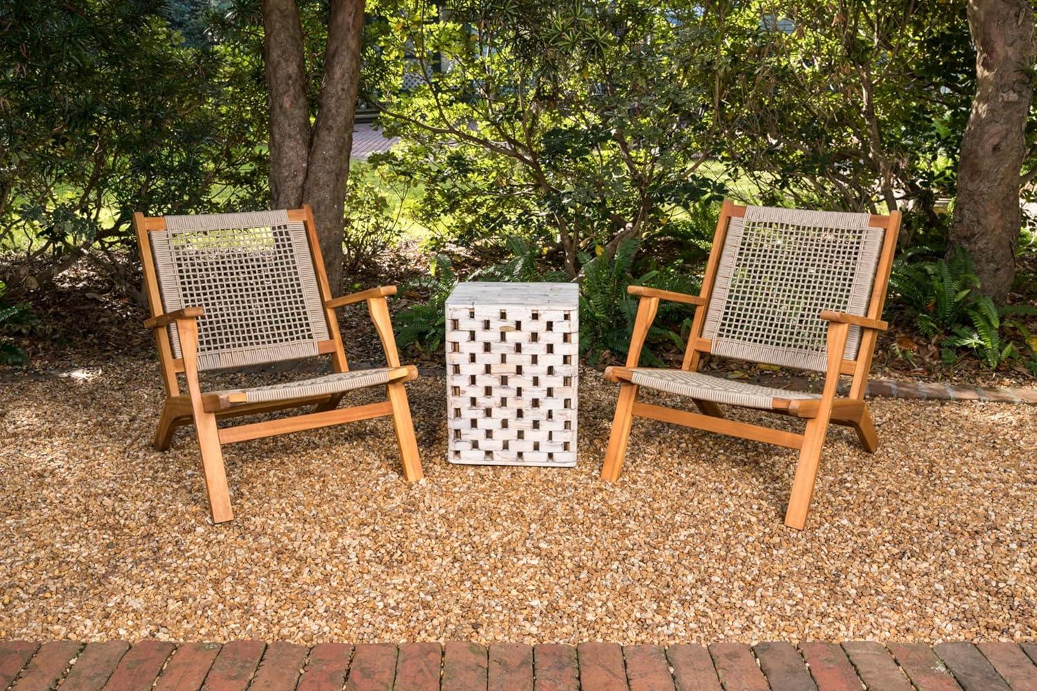 Vega Natural Stain Outdoor Chair in Ecru Cording