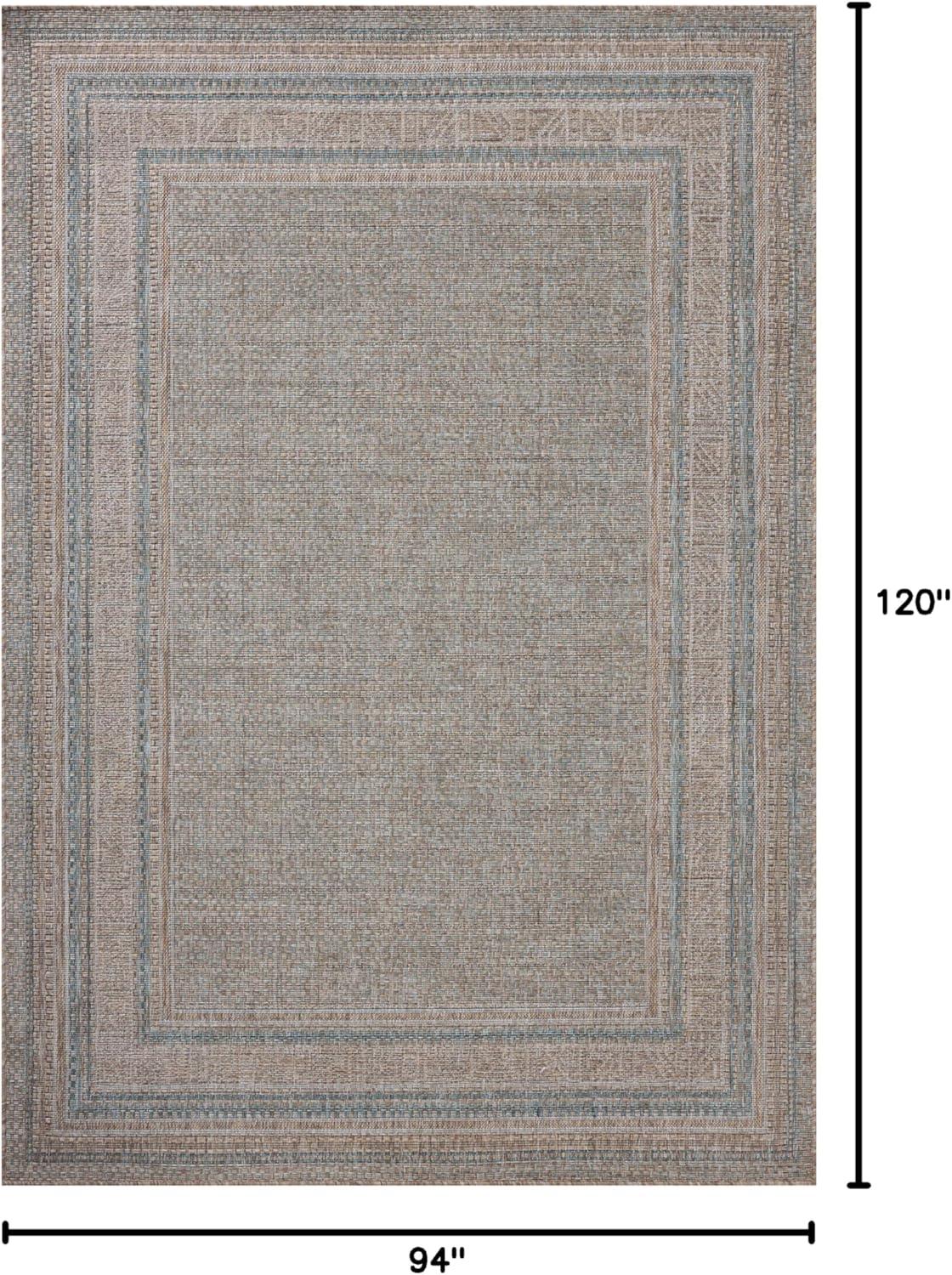 Topanga III Indoor / Outdoor Rug by Amber Lewis x Loloi - Natural and Teal / 7'10" x 10'