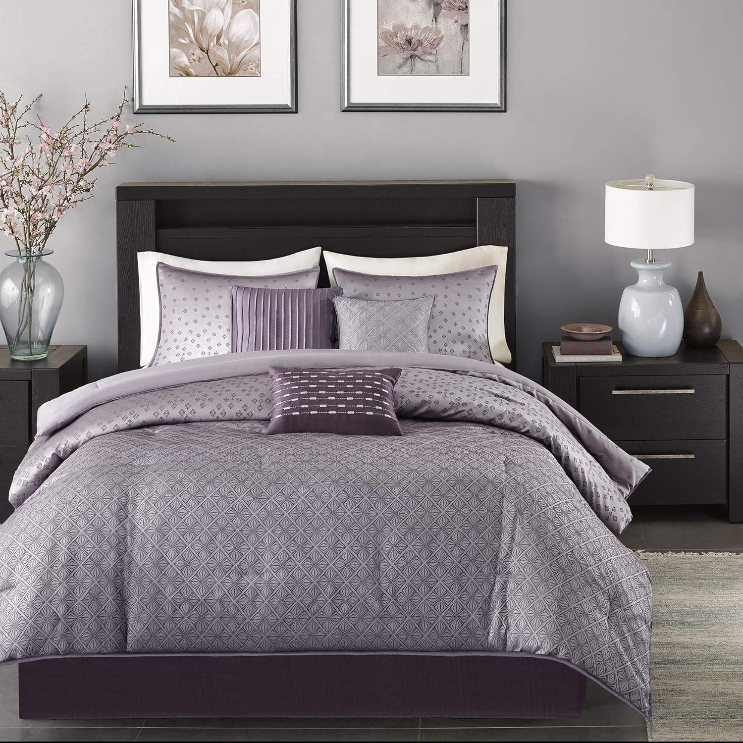 Biloxi Geometric 7 Piece Jaquard Comforter Set