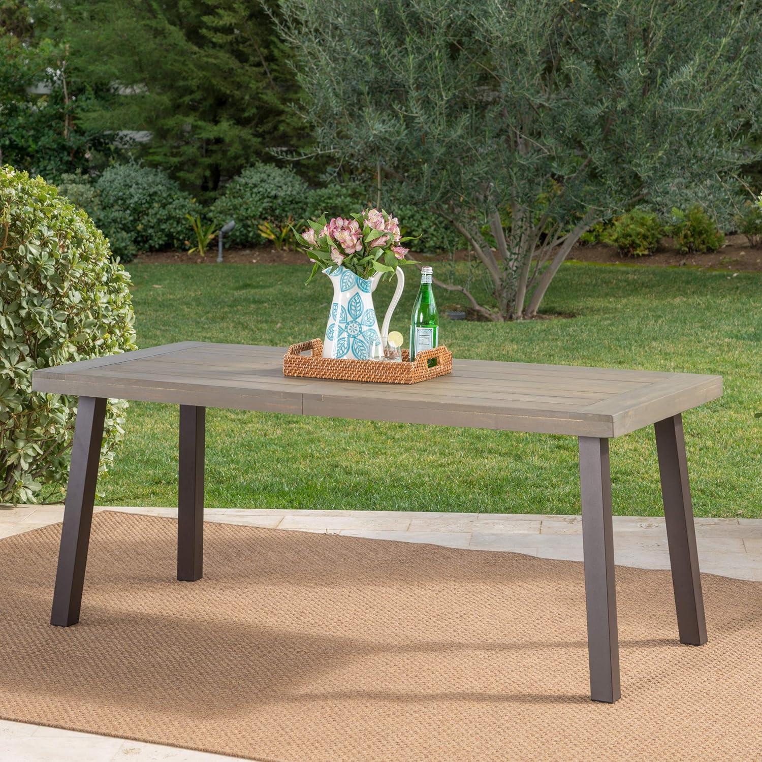 Della Rectangle Acacia Dining Table - Gray - Christopher Knight Home