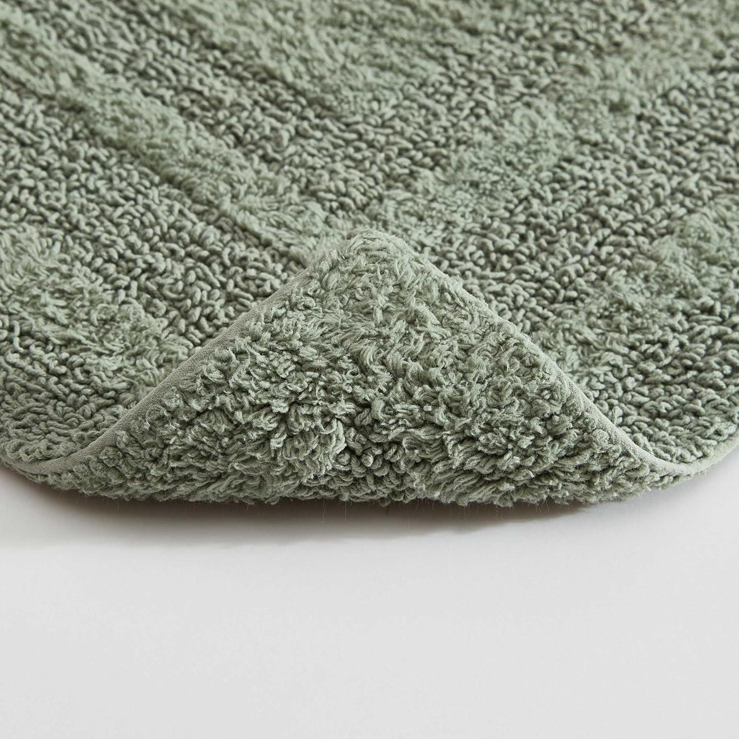 Logan Olive Green Cotton Reversible 2-Piece Bath Rug Set